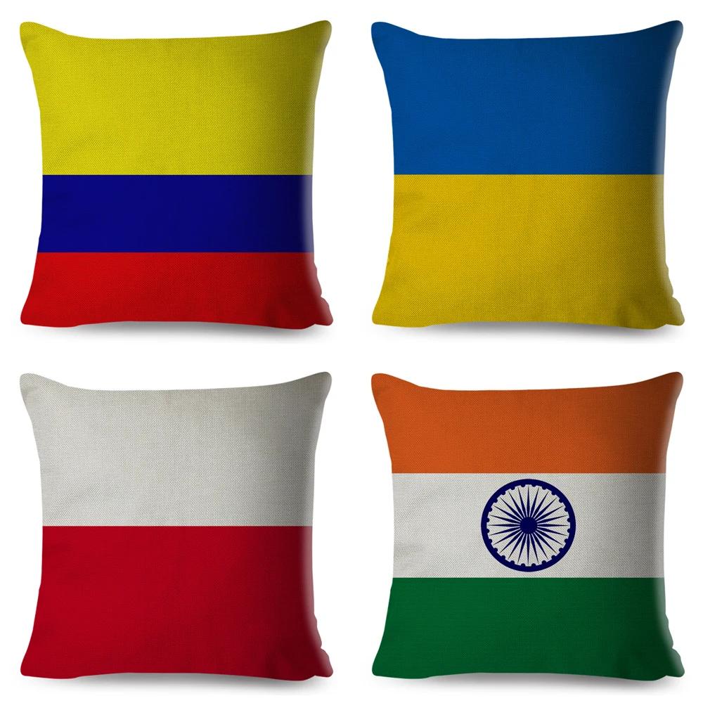 50 Style National Flag Cushion Cover for Sofa Home Children Room Decor Geometric Print Pillowcase Polyester Pillow Case 45x45cm