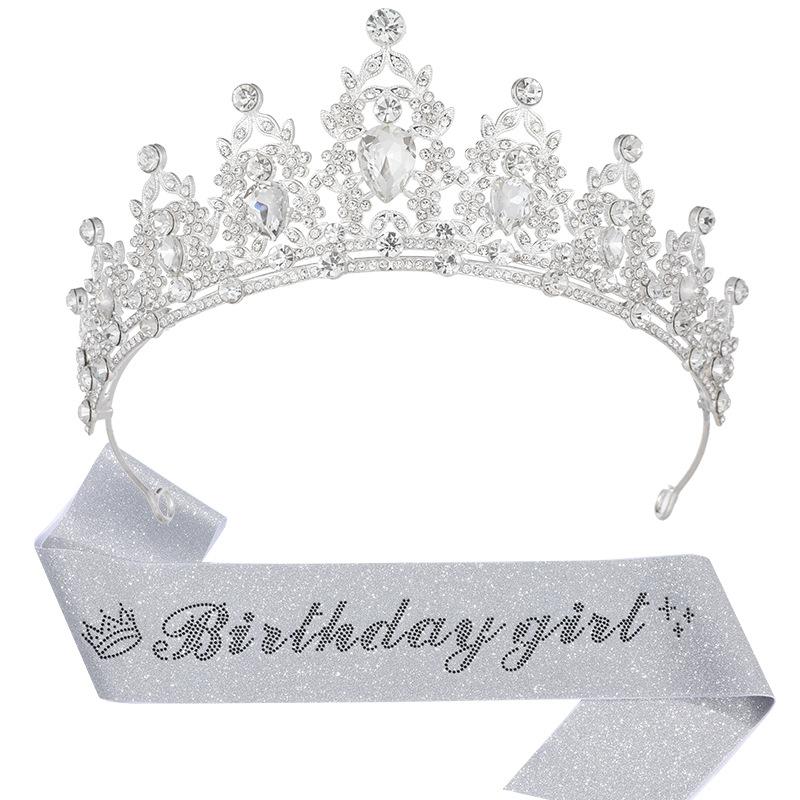 European and American Light Luxury Crystal Crown Hot Diamond Etiquette Belt Birthday Girl Birthday Party Accessories Decoration 2026