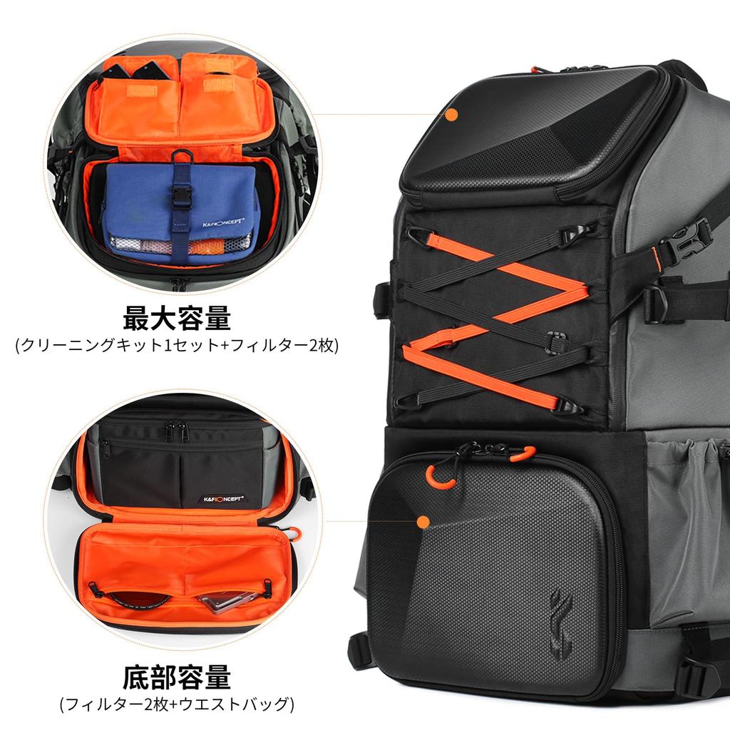 Concept Kameratasche, Kamerarucksack, EVA-Material, wasserdicht und stoßfest, 32 l, großes Fassungsvermögen, stilvoller Rucksack mit Regenschutz, Aufbewahrung für Zoll-PC