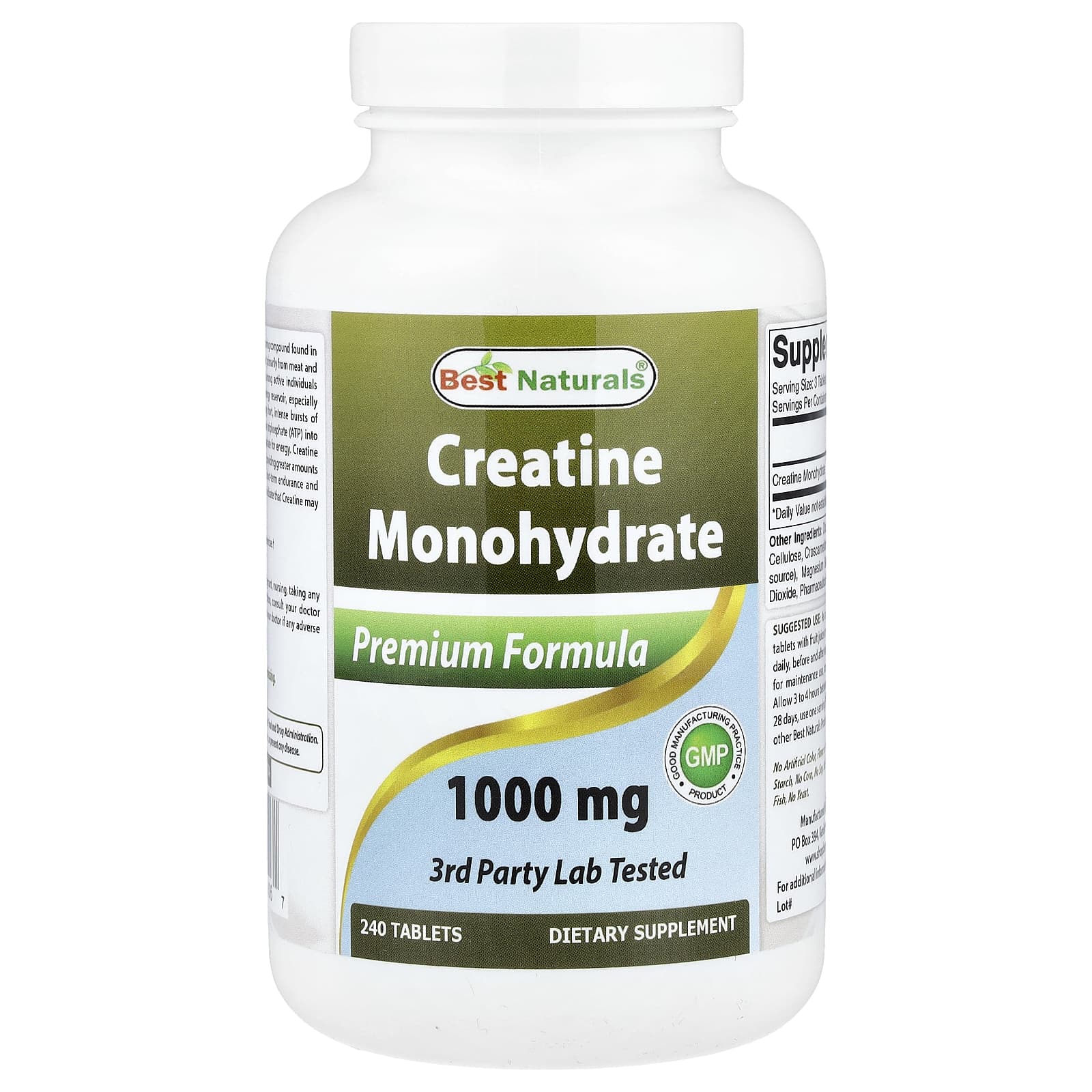 

Best Naturals, Creatine Monohydrate, 1,000 mg, 240 Tablets