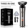 Cross New Men's Rechargeable Electric Shaver: Full Body Washable Rotary Three-Blade Beard Trimmer