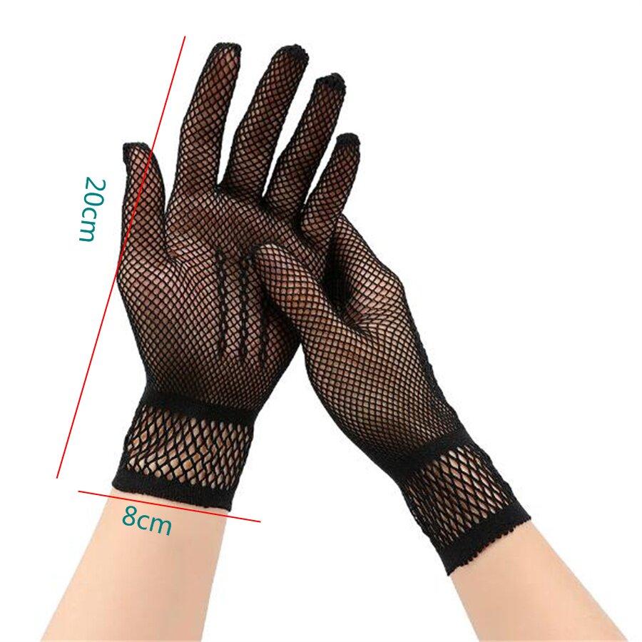 Vintage durchsichtige Netzfingerhandschuhe, kurze dehnbare Netzhandschuhe für Halloween & Kostüme