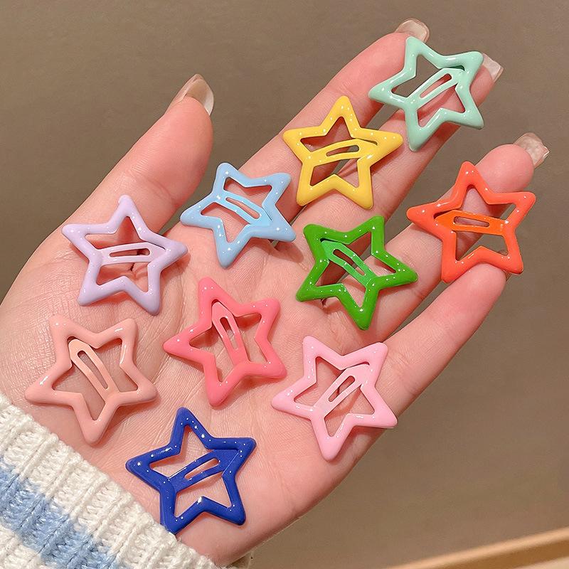 Y2K Dopamine Color Pentagram Small Hair Clip for Women & Kids - Cute Bangs & Side Hair Accessory