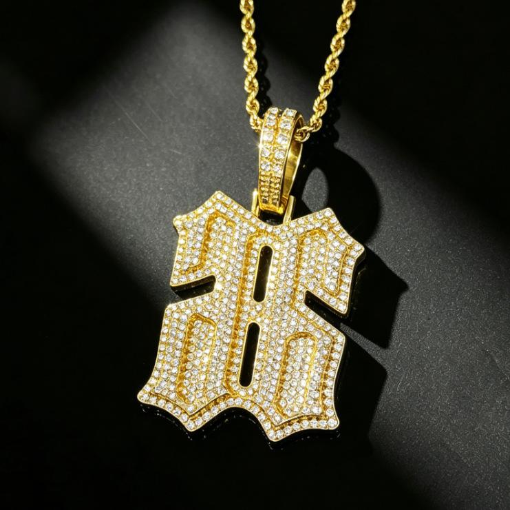 Stile Hip-hop Europeo e Americano Lega Dorata Retro-retro Numero 66 Ciondolo Street Rap Accessorio Trendy