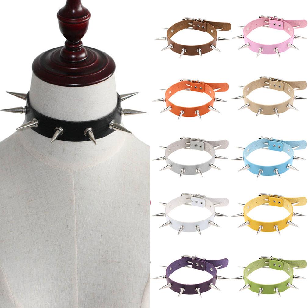 Japanese Harajuku Punk Spiked Leather Choker Necklace for Cosplay