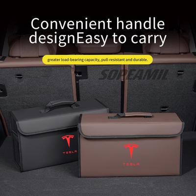 Car Trunk Organizing And Storage Box For Model 3 Model Y Model S Model X Roadster Automobile Interior Leather Accessories