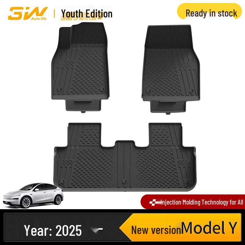 3W Youth Edition TPE Коврики в салон автомобиля для Tesla Model Y (Освеженный) Refreshed Model Y