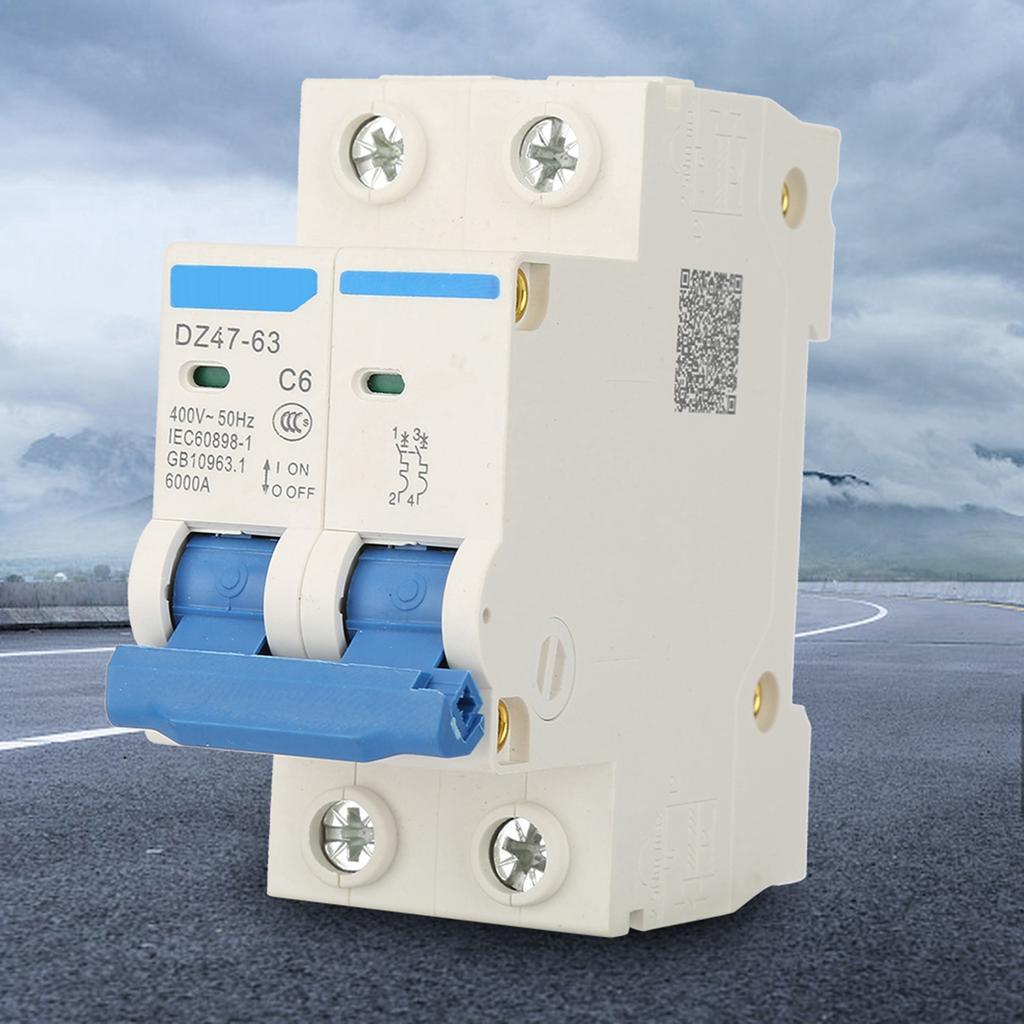 DZ47 63 2 P Mini Circuit Breaker Cutout Switch Breaker 400VAC(6A)