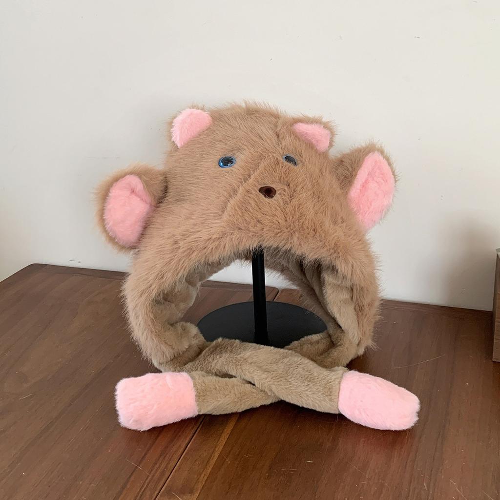 Zhao Ruth Has the Same Cute Lamb Hat for Women, Thickened Warm and Cold Ear Protection Hat In Winter, and the Ears Will Move Two Sets.