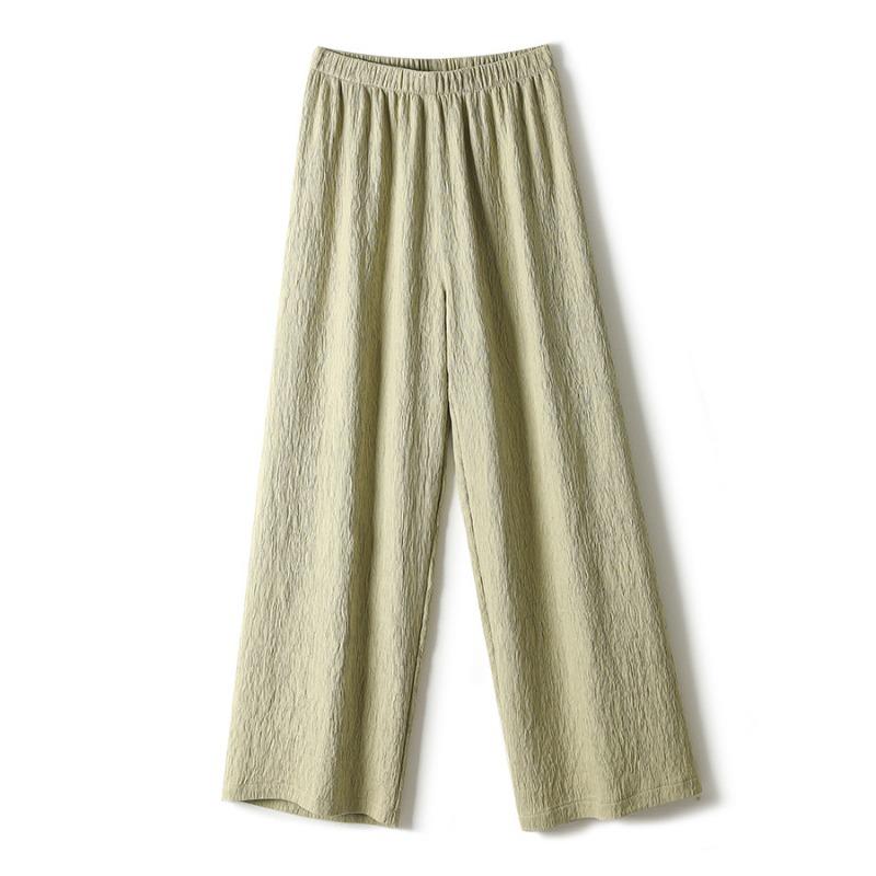 Künstlerischer Fauler Gefalteter Wabenstruktur Lässige Mode Textur Elastisch Mittlere Taille Weites Bein Hosen Lässige Hosen Damen Sommer Anhänger