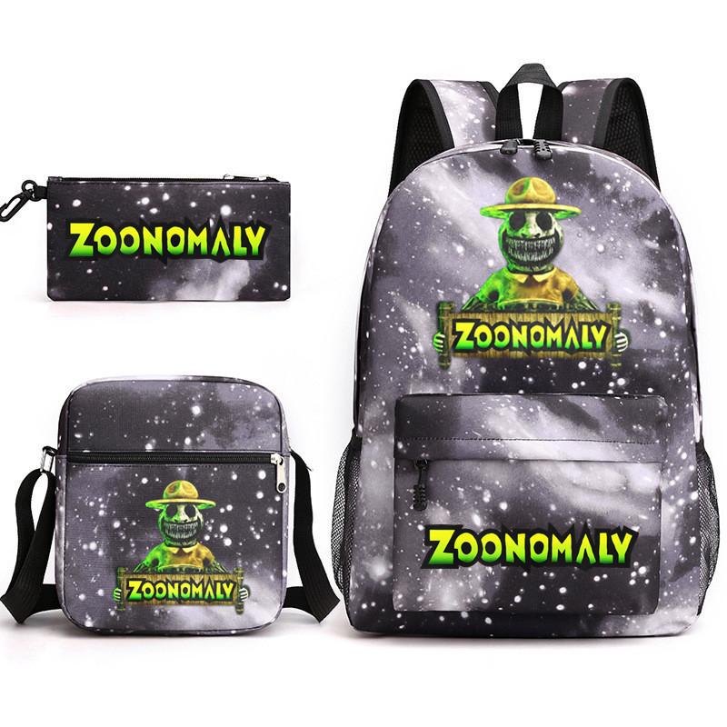 Deformed Zoo School Bag Male and Female Students Three-piece Large Capacity Backpack