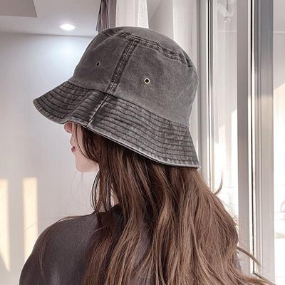 Retro Verwaschener Denim Fischerhut Modisch Und Vielseitig Sonnenschutz Beckenhut