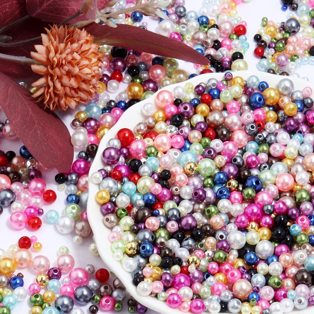 3/4/5/6/8mm ABS Imitation Pearl Beads Color Loose Round Beads For Jewelry Making DIY Handmade Necklace Bracelet Accessories
