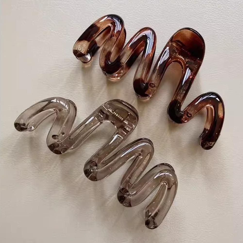 Simple Niche Curvilinear Shape Hairpin Hair Claw Clip Solid Color Durable Headwear Hair Clip Hair Accessory for Women