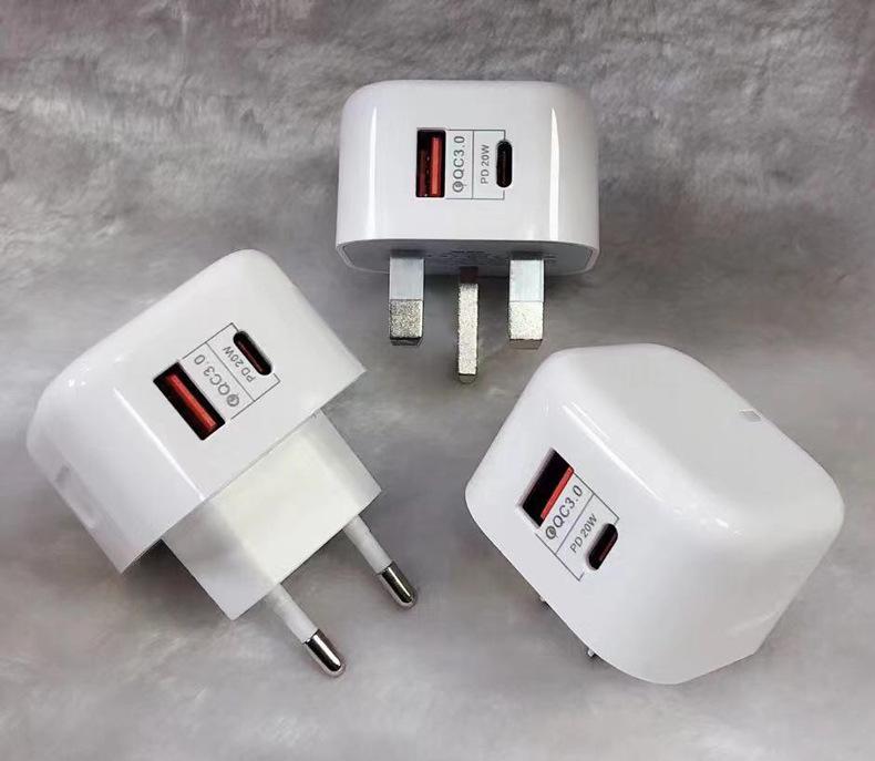 20W Dual USB Fast Charger, UK Standard, Compatible with Apple iPhone 15