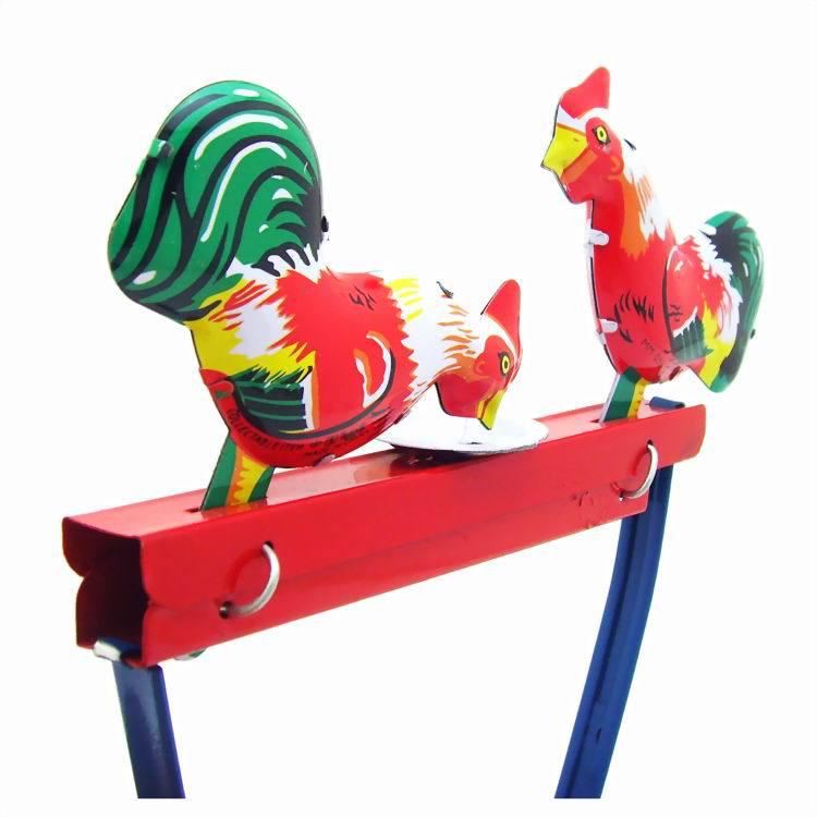 Tin Rooster Pecking Rice Retro Nostalgic Toy 80s Classic