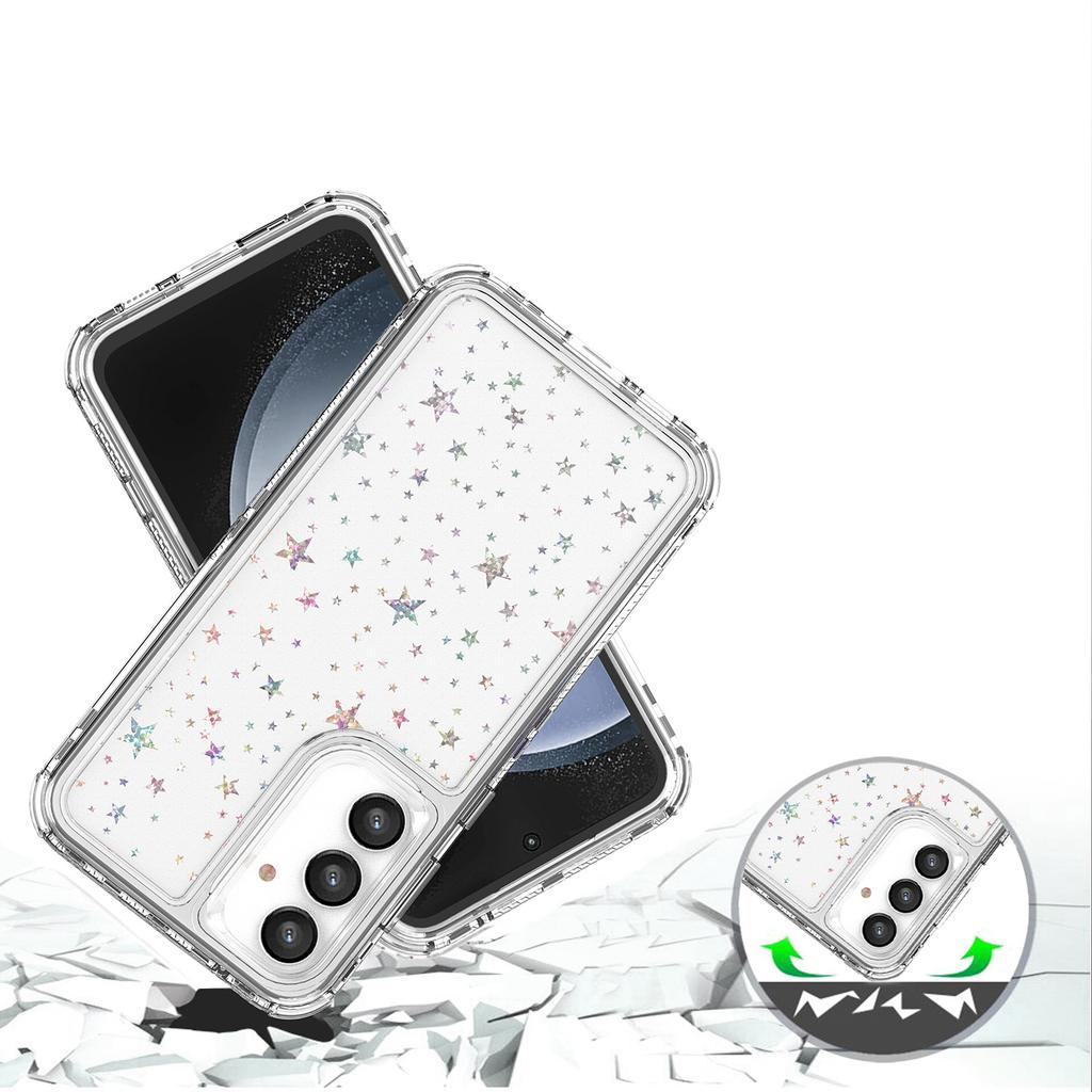 For Samsung Galaxy S24 FE Case Clear Acrylic TPU Hybrid Phone Cover with Laser-printed Film