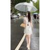 Damen Sommer Ärmelloses V-Ausschnitt Schlankmachendes Kleid - Einfarbig, Lockere Passform, Kurzer Rock