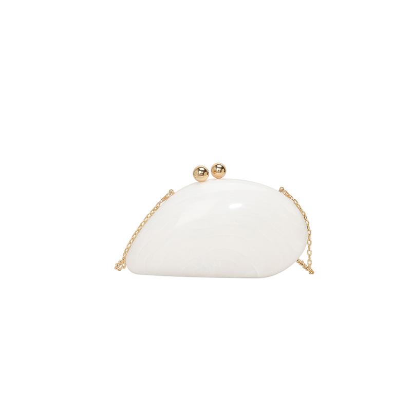 2025 Fashion Acrylic Shell Shaped Bag Luxury Sparkly Evening Purses for Women Clutch Handbag for Cocktail Party Dress Bag Purses белый