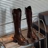 Woman Knee High Boots Platform Thigh High Boots Fashion Chunky Heels 2026 Autumn Winter Round Toe Zipper Long Motorcycle Botas