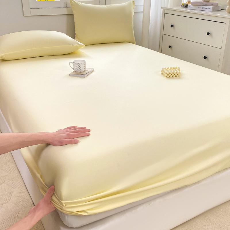 90/120/150/180/200 Fitted Bed Sheet With Elastic Band Solid Color Mattress Covers Protector Single Double King Beds Linen Becover