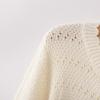 Sanpowa Women's Hollow Knit Long Sleeve Pullover