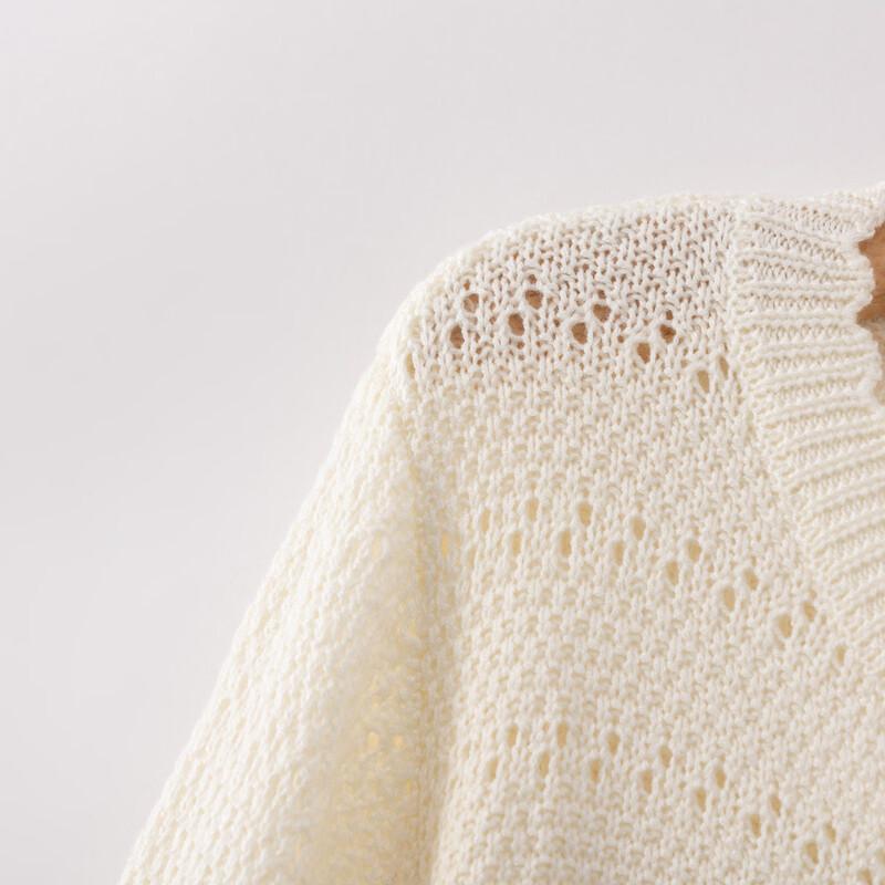 Sanpowa Women's Hollow Knit Long Sleeve Pullover