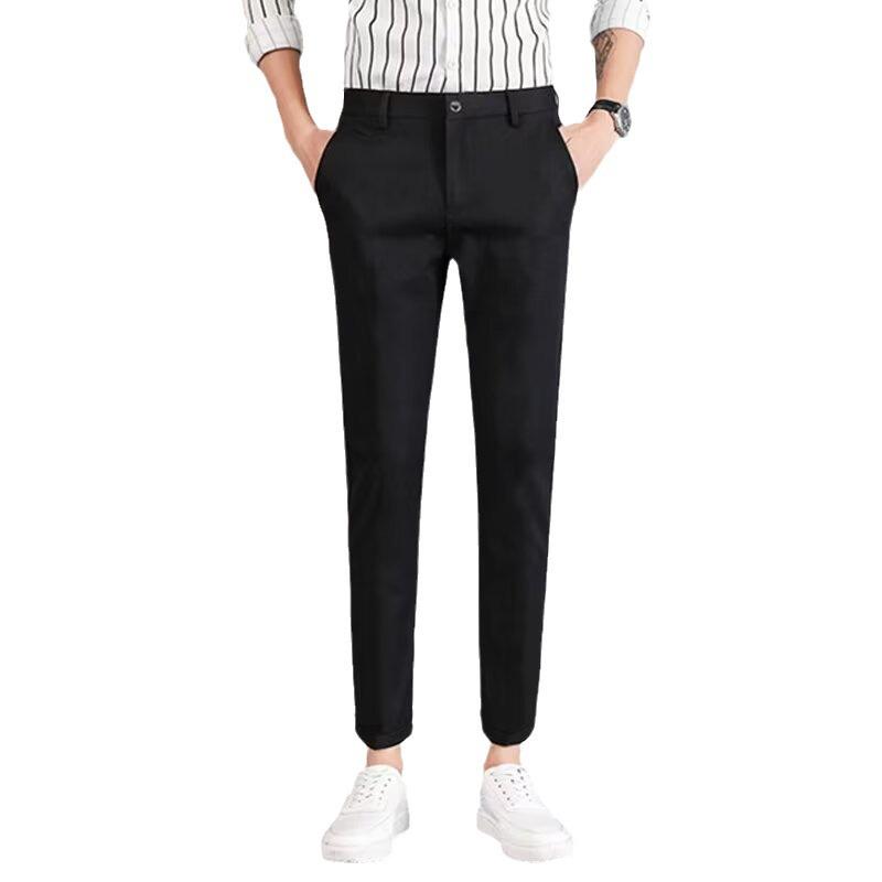 Men's Slim Korean-Style Nine-Point Trendy Trousers - Spring/Summer Casual Thin Long Pants