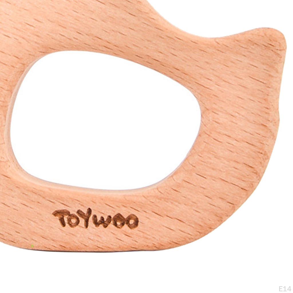 Baby Beech Teething Toys Rings Cute Whale Elephant Animal Puzzle Chew Toy