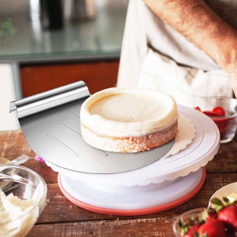 Non-Slip Handle Pizza Transfer Shovel Silver Heavy Duty Steel Cake Lifter Smooth Edge Rustproof Cake Tray Spatula