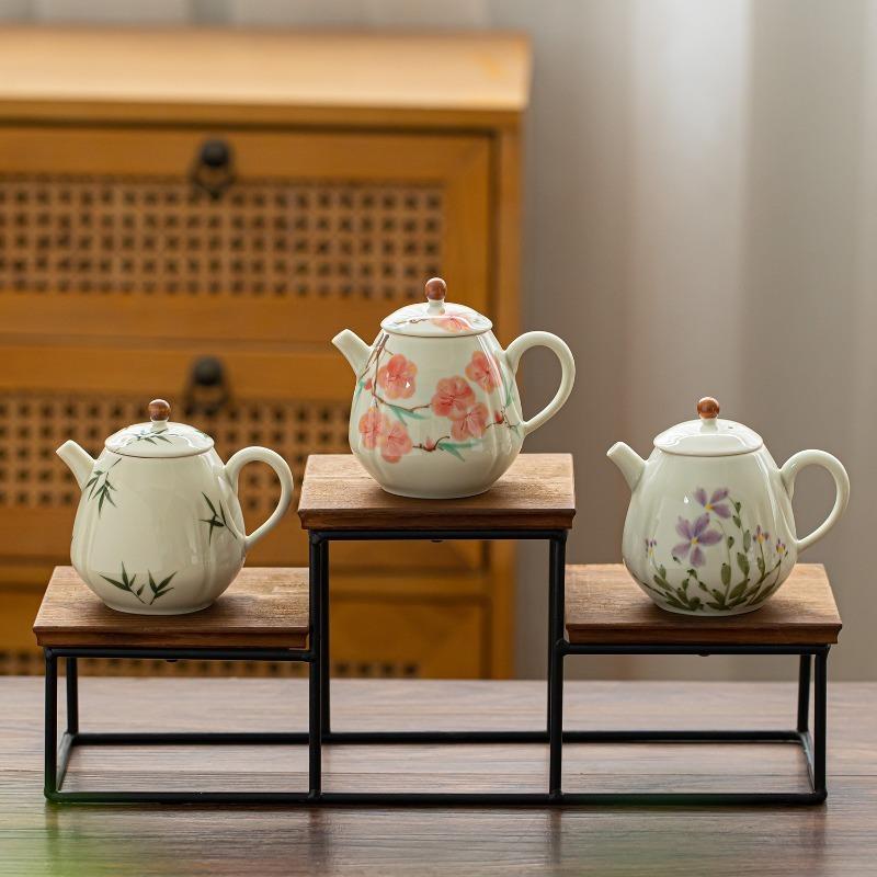 Bamboo Patterned Ceramic Teapot Single Pot Kung Fu Tea Set Teas Maker Filter Kettle Tea Kettle Teas Making Utensils Teaware Tool