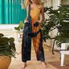 Women's Fashion Halloween Print Casual Vintage Sleeveless Button Jumpsuit