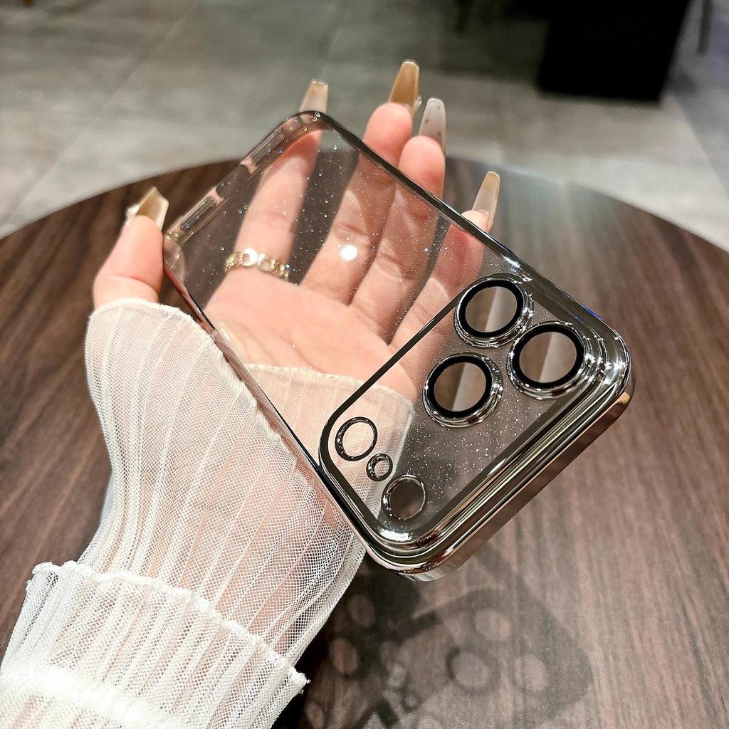 iPhone 17 Pro Max & 17 Air Glitter Case with Lens Film Protection - Sparkling Starry Sky Design