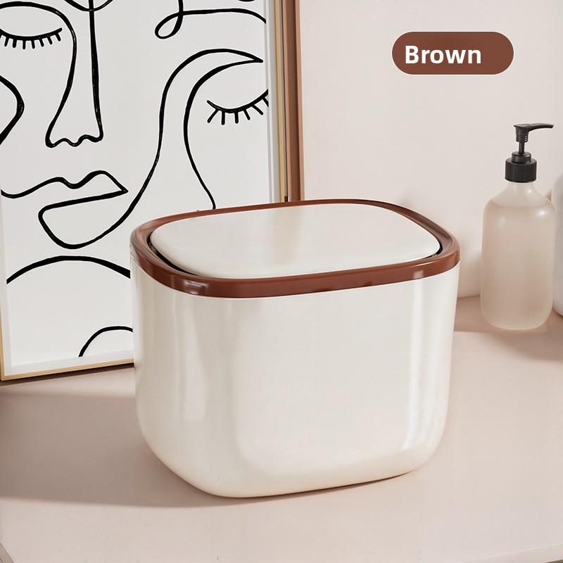 Desktop Trash Can Household Living Room Tea Slag Can Sealed and Partitioned with Larger Diameter Mini Press Storage Bin