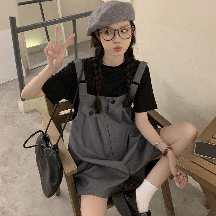 French Summer Women s Slim Korean Style Wide-Leg Casual Overall Shorts S