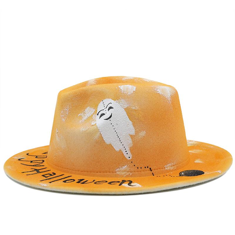 

Новая шерстяная шляпа Федора для Хэллоуина, женская и мужская, элегантная женская шляпа-федора на Хэллоуин, джентльмен, женская зима-осень с широкими полями, джазовая церковная Панама, кепка для вечеринки 56-58CM
