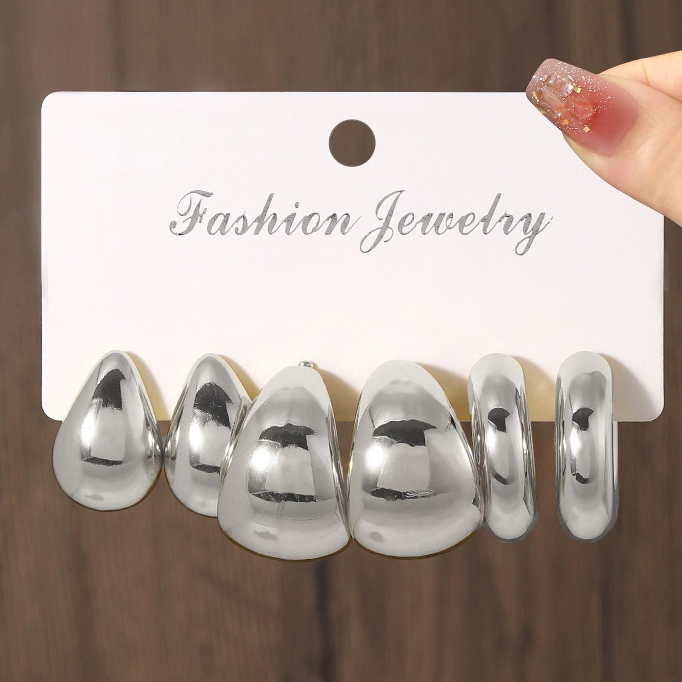 

Vintage Big C-Shape Gold Color Earrings Set For Women Fashion Chunky Exaggerated Waterdrop CCB Earring Daily Wear Jewelry 2025