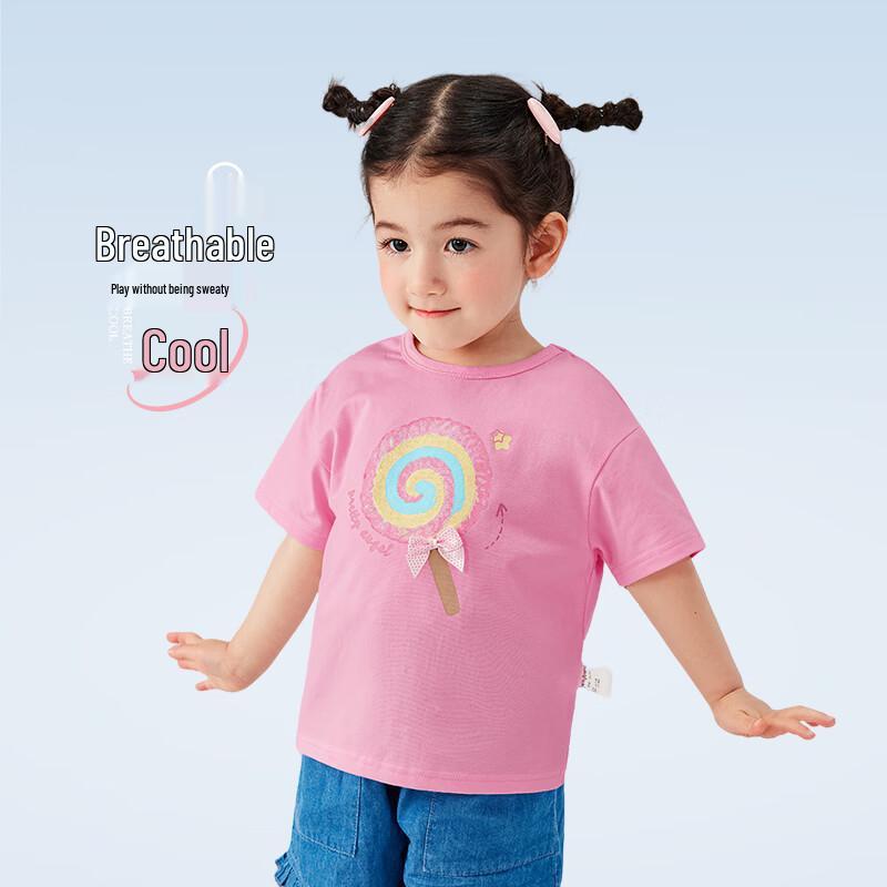 JELLYBABY Girls' Bow Print Short Sleeve T-Shirt