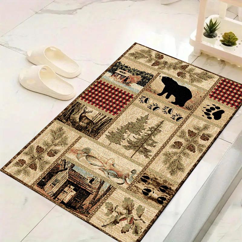 Cabin Bear Carpet Rug for Living Room Bedroom Home Sofa Decoration,Kids play Non-slip Floor Mat