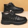 Wool Snow Cotton Shoes High-top Velvet Leather Shoes Middle-aged Men's Shoes Large Size Thickened Winter Shoes Thick Sole Warm Winter Non-slip