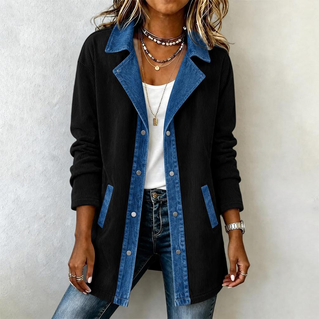 Women's Casual Denim Patchwork Jacket for Daily Wear