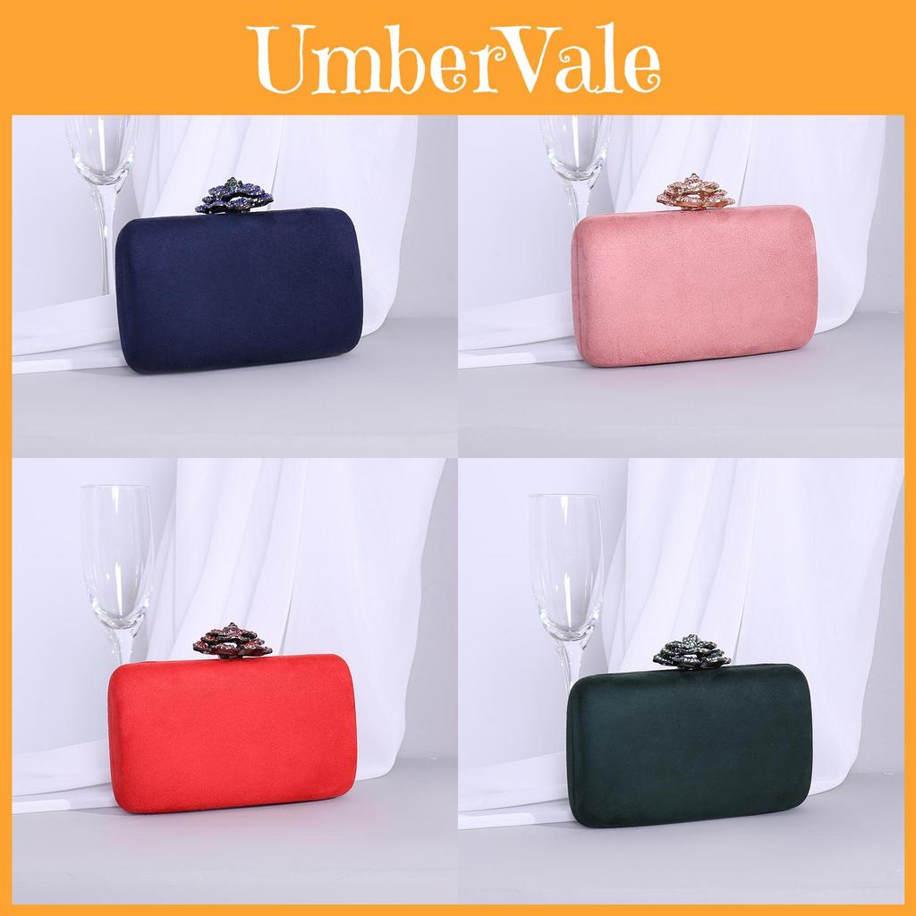 Ladies Party Water Drilled Clutch With Metal Flower Decor And Lock Closure For Night Out