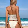 2026 New European and American Lace-up Bikini Neck Two-piece Swimsuit Women's Pure Desire Vacation Hot Spring Swimsuit