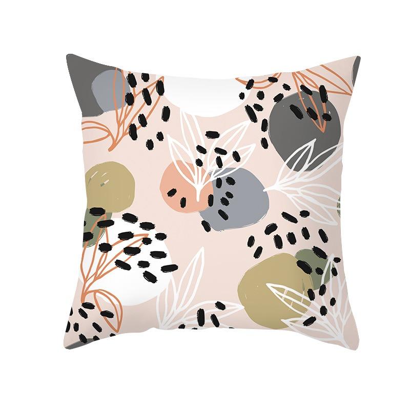 Illustration Style Simple Floral Geometric Print Cover Car Sofa Cushion Cover Luxury Home Decoration Cushion Cover