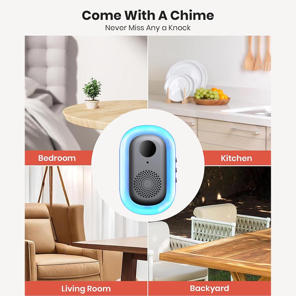 Wireless Video Doorbell with Infrared HD Night Vision and Smart Remote Monitoring