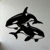 Metal Orca Whale Pair Wall Art Iron Sculpture Coastal Marine Decor for Living Room Bedroom Office Mounting Low Maintenance