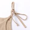 Girls' Summer Solid Color Cotton-Linen Dress With 2 Side Pockets And Tie Straps Children'S Strap Dress