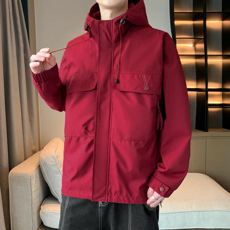 2026 Spring Autumn Men Hooded Jackets Men Casual Coats Man High Street Multi-Pocket Jacket Unisex Outerwear