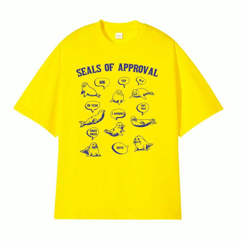 Seals of Approval Lustiges Meme Retro T-Shirt für Männer Frauen Mode Ästhetisch 90er Jahre T-Shirts Lässig Baumwolle Rundhals Kurzarm T-Shirt