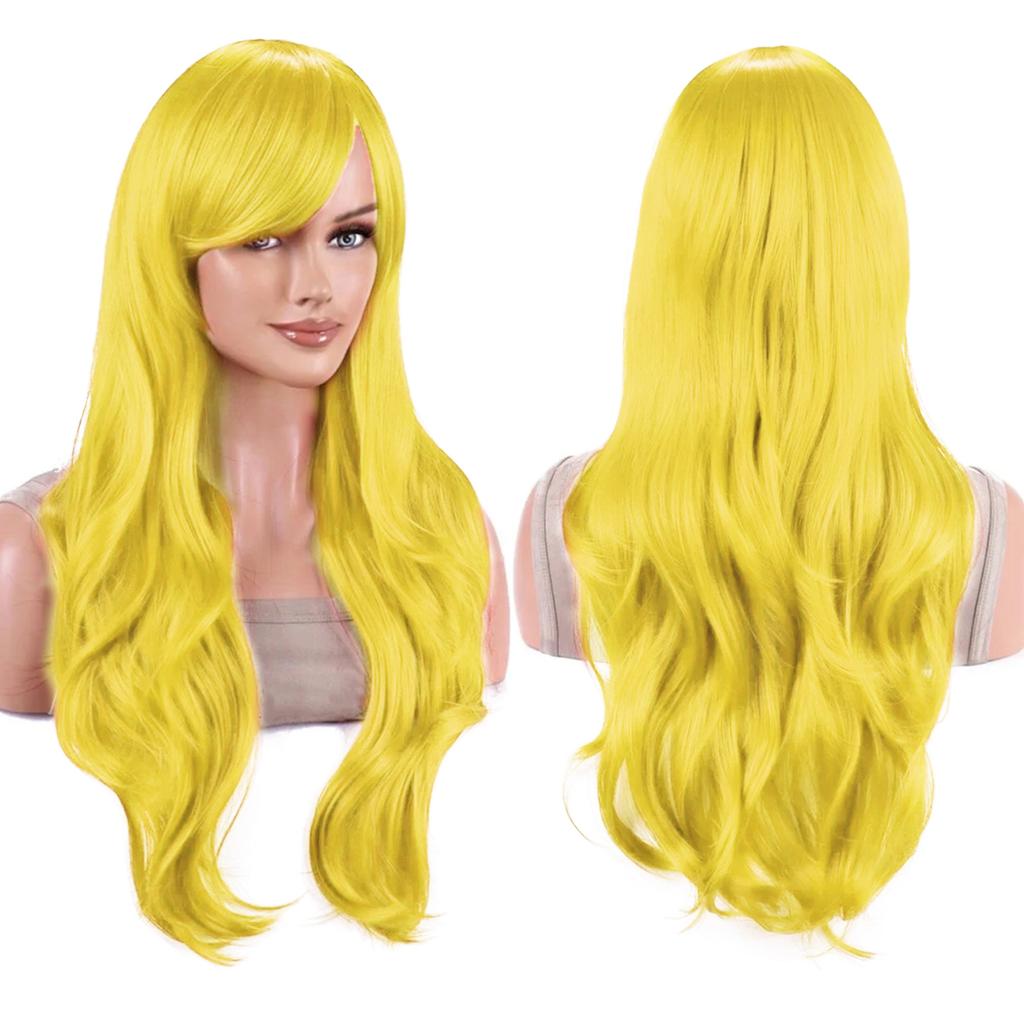 Parrucche Colorate Sintetiche Ondulate per Cosplay Lunghe 70cm con Frangia Parrucca Costume per Donne